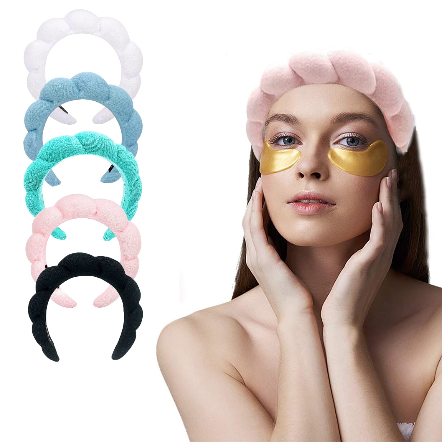 HATAK Makeup Headband, Bubble Headband for Washing Face, Spa Headband for Women, Puffy Headband for Washing Face (C)