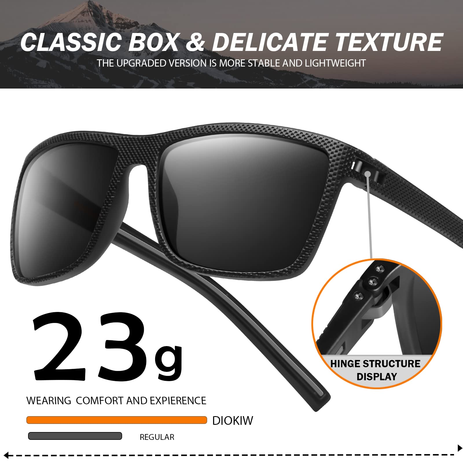 Square Polarized Sunglasses for Men Vintage Style Driving Travel Sun Glasses Lightweight Frame UV Protection Goggles