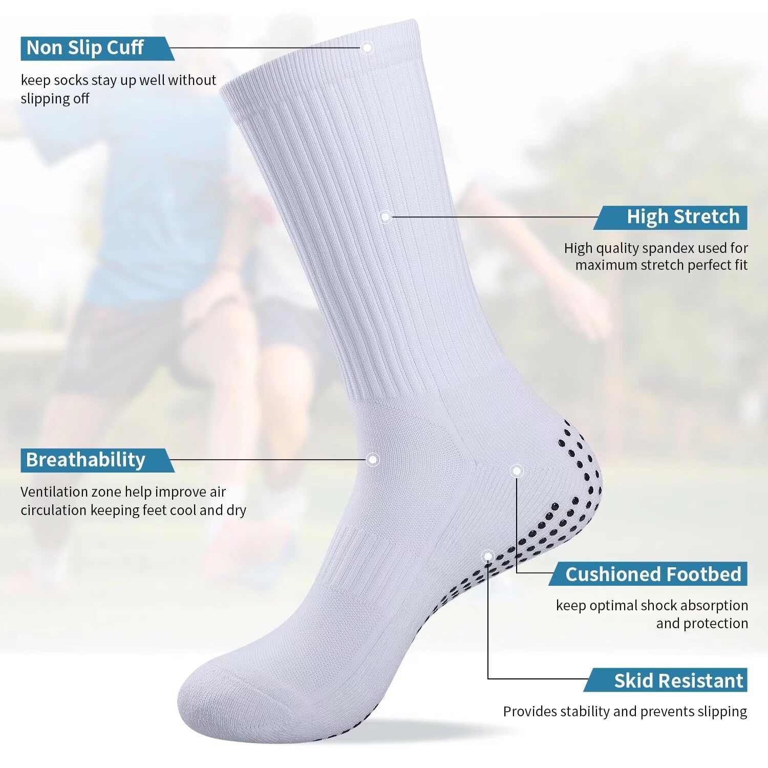 TANSTC Socks Men Women Grip Socks Soccer Anti Slip, Socks for Women Pilates Yoga Non Slip