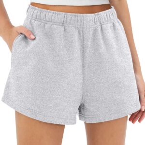 AUTOMET Womens Sweat Shorts Trendy Casual Athletic Shorts Running Summer Vacation Outfits Comfy 2024 Fashion Workout Clothing Grey S