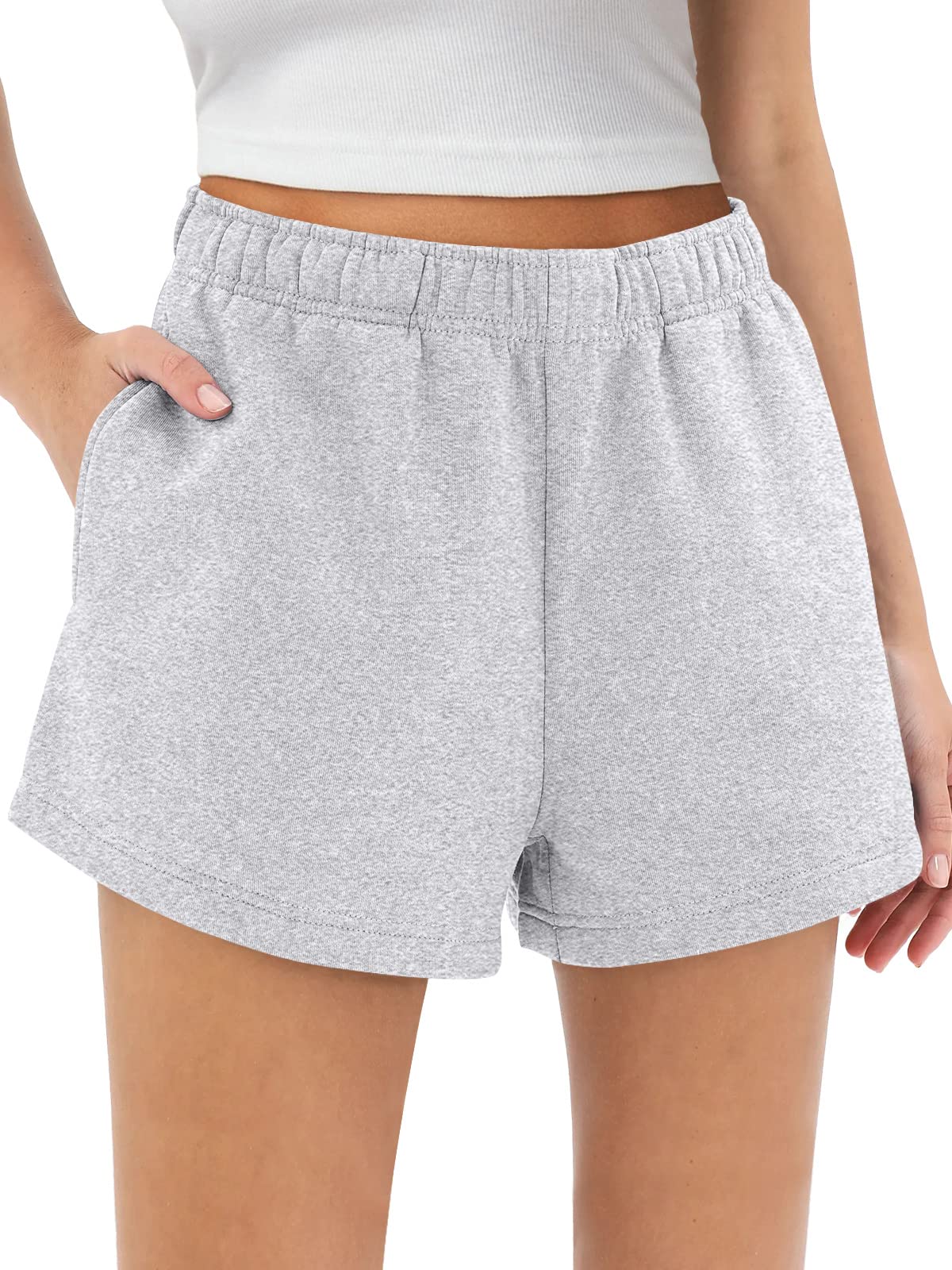 AUTOMET Womens Sweat Shorts Trendy Casual Athletic Shorts Running Summer Vacation Outfits Comfy 2024 Fashion Workout Clothing Grey S