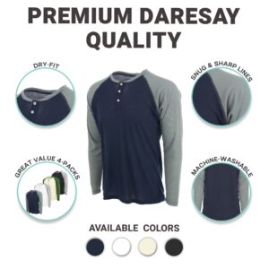 DARESAY 3 Pack: Thermal Long Sleeve Tee Shirt for Men- Henley & Crew Long Sleeve Shirts for Men – Mens long sleeve T Shirts