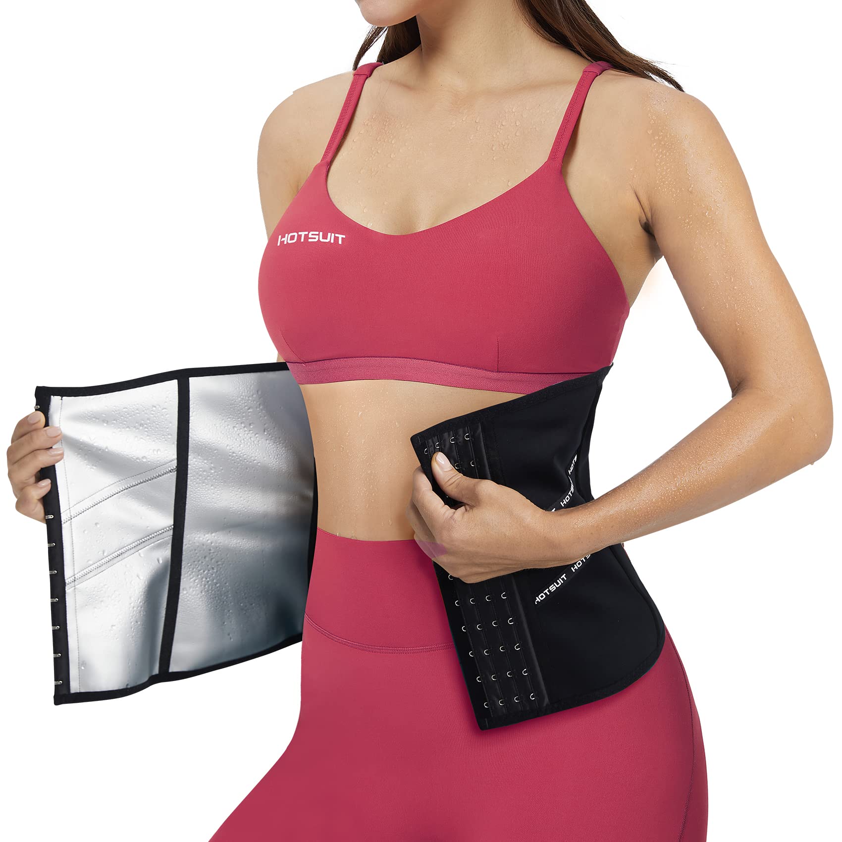 HOTSUIT Waist Trainer for Women Cincher Back Support Sauna Wraps Corset Shapewear Sauna Suit,Black,XL