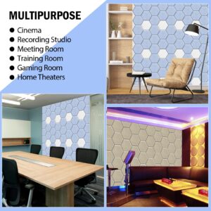 SHJADE Self-Adhesive Acoustic Panels, 12 Pcs 12" X 10" X 0.4" Sound Absorbing Panels, High Density Hexagon Acoustical Wall Padding(Silver Grey)