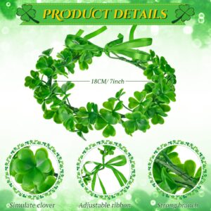 4 Pcs St Patrick's Day Headbands Irish Shamrock Crown Green Garland Clover Fairy Headpiece St. Patrick's Day Accessories for Women Girls Party Supplies