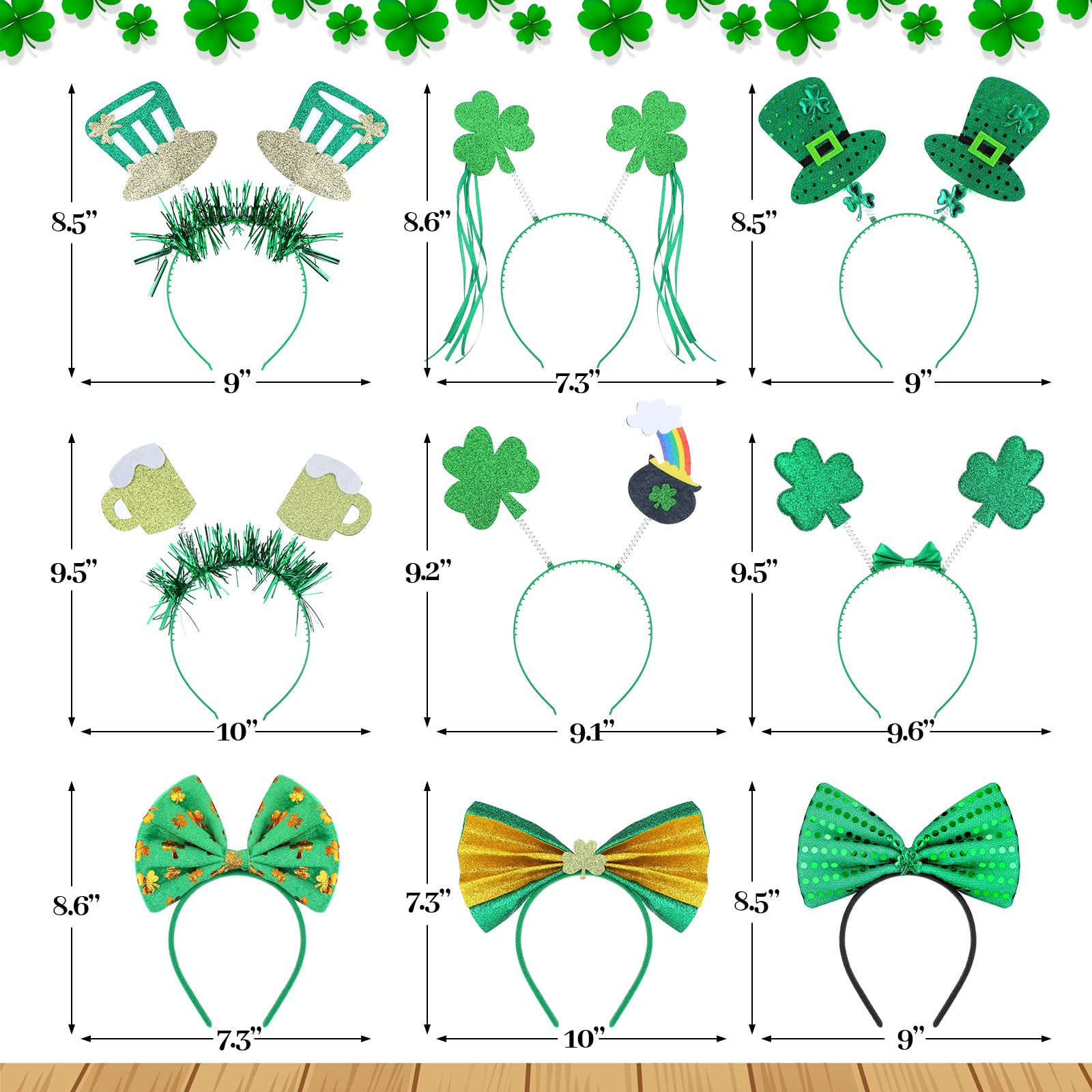 24 Pieces St. Patrick's Day Head Boppers Headband Irish Accessories Clover Headband Shamrock Headpiece Green Headwear for Celebration St. Patrick's Day