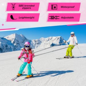 Ski Harness for Kids, Ski Harness with Retractable leashes and a Ski Helmet Mesh Pocket, Kids Ski Toddler Snowboard Teaching Speed Control (Pink, M)