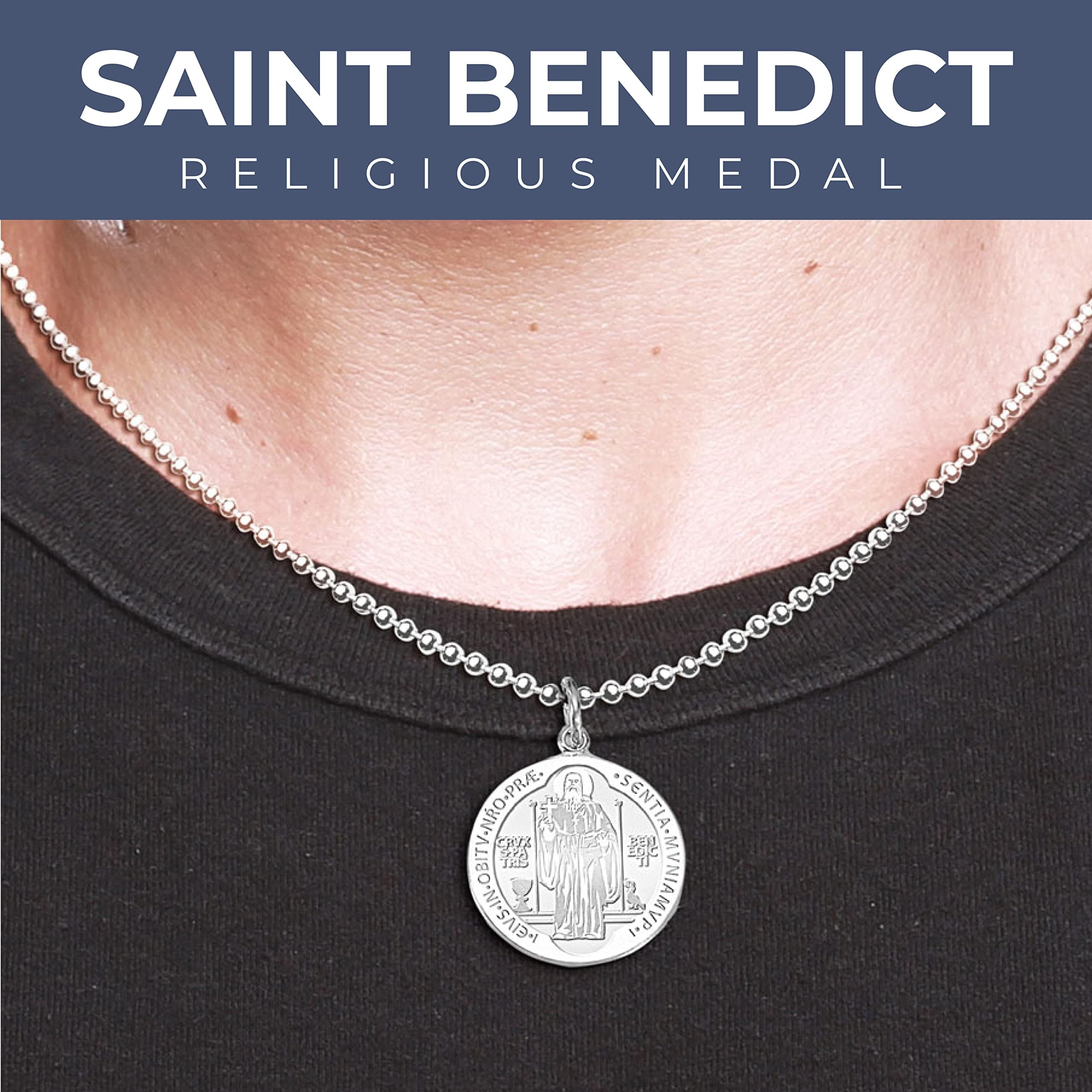 PicturesOnGold.com Saint Benedict Round Religious Medal EXCLUSIVE - 14k Yellow Gold - 3/4 x 3/4 Inch