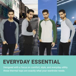 DARESAY 3 Pack: Thermal Long Sleeve Tee Shirt for Men- Henley & Crew Long Sleeve Shirts for Men – Mens long sleeve T Shirts