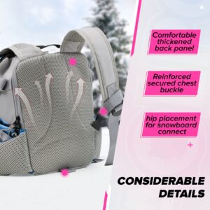 Ski Harness for Kids, Ski Harness with Retractable leashes and a Ski Helmet Mesh Pocket, Kids Ski Toddler Snowboard Teaching Speed Control (Pink, M)