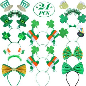 24 Pieces St. Patrick's Day Head Boppers Headband Irish Accessories Clover Headband Shamrock Headpiece Green Headwear for Celebration St. Patrick's Day