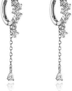 Huggie earrings Dangle Long Size Elegant Precious earrings chain CZ Cubic Zirconia Hoop Drop & Dangle Earrings (