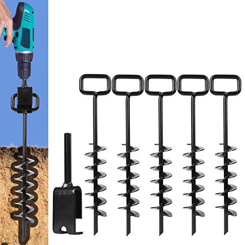 15In Ground Anchor,Screw In Ground Anchors,1Pcs Ground Anchors Screw in Adapter, for Tent Stakes Heavy Duty,Tree Straightening Kit,Garden Stakes,Mobile Home Anchors (Size : 6PCS)