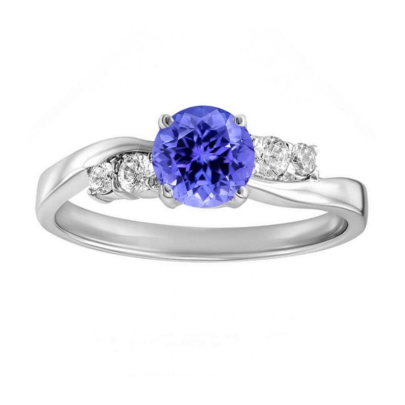 ANAKHA Natural 0.40 Ct Tanzanite Gemstone December Birthstone Silver Ring 925 Sterling Silver Ring For Women Size Us-9.5