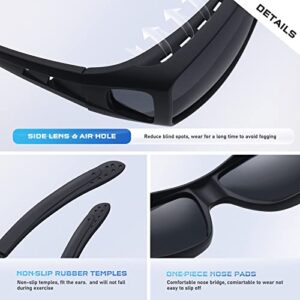 Tnnaiko Sunglasses Mens Fit Over Glasses Polarized Wrap Around Sunglasses for Men Women Night Driving Glasses