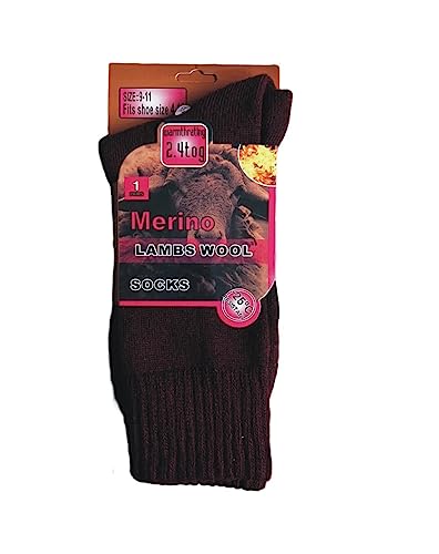 Diamond Star Merino Wool Socks 6 Pairs Thermal Socks Insulated for Cold Weather Winter Socks For Mens & Womens 10-13 (Multicolor)