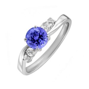 ANAKHA Natural 0.40 Ct Tanzanite Gemstone December Birthstone Silver Ring 925 Sterling Silver Ring For Women Size Us-9.5