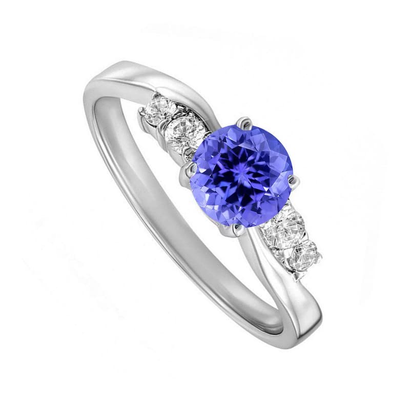 ANAKHA Natural 0.40 Ct Tanzanite Gemstone December Birthstone Silver Ring 925 Sterling Silver Ring For Women Size Us-9.5