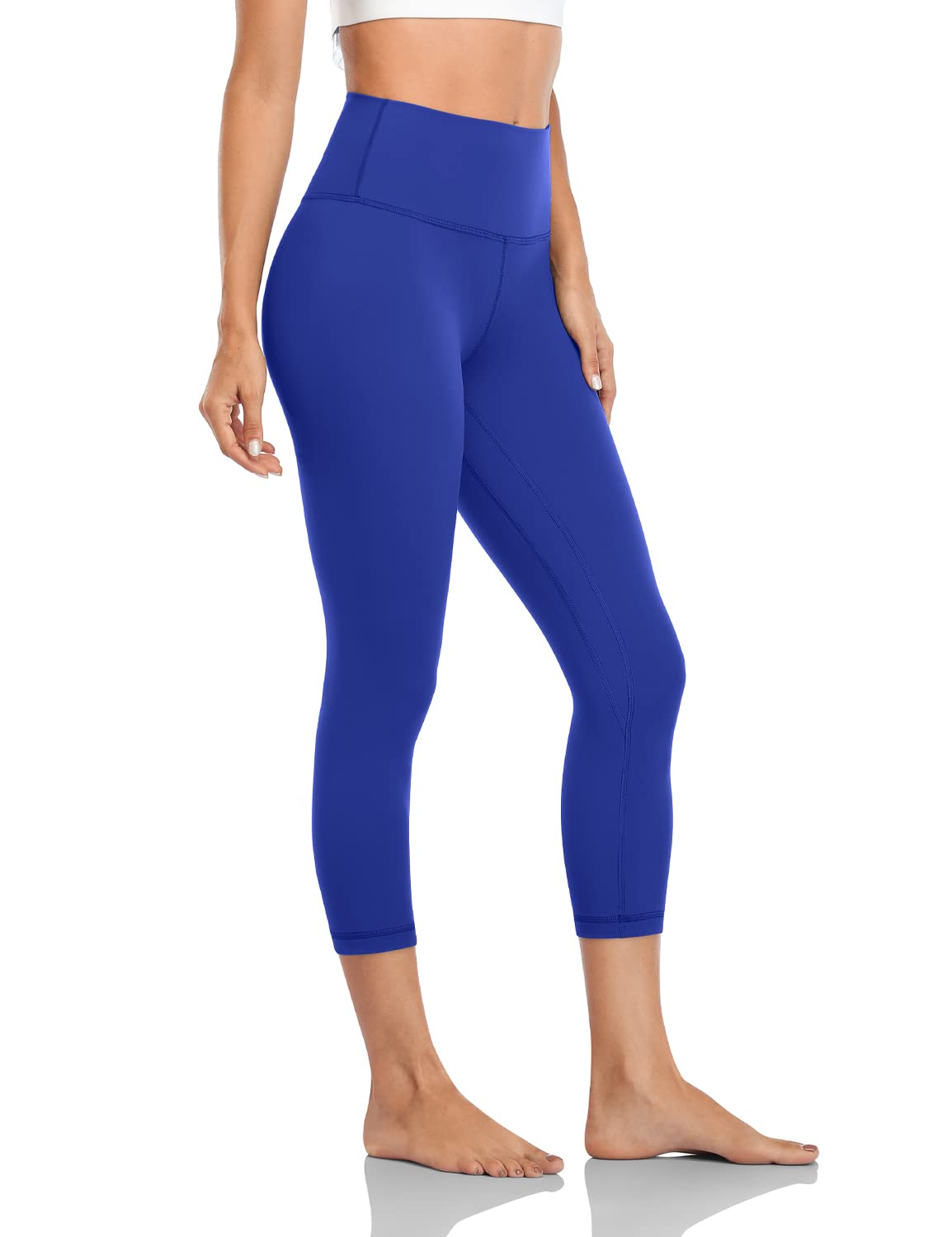 HeyNuts High Waisted Yoga Capris Leggings for Women, Buttery Soft Workout Cropped Pants Compression 3/4 Leggings 21'' Sapphire Blue S(4/6)