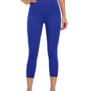 HeyNuts High Waisted Yoga Capris Leggings for Women, Buttery Soft Workout Cropped Pants Compression 3/4 Leggings 21'' Sapphire Blue S(4/6)