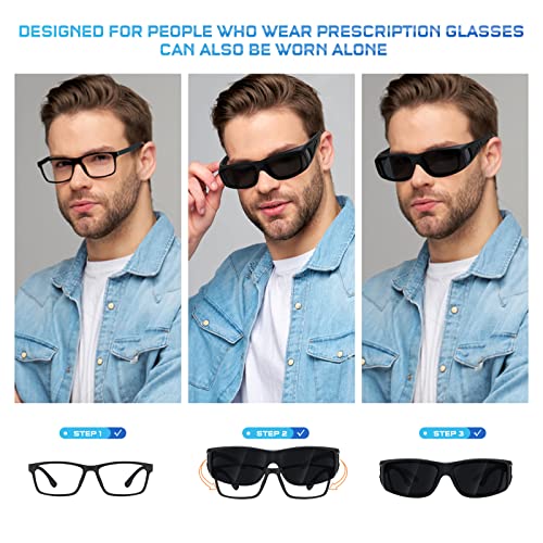 Tnnaiko Sunglasses Mens Fit Over Glasses Polarized Wrap Around Sunglasses for Men Women Night Driving Glasses