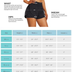 BALEAF Women's Workout Running Shorts 2 in 1 Spandex High Waisted 3" Athletic Shorts with Liner Pockets Black S