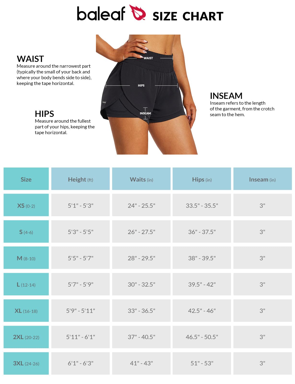 BALEAF Women's Workout Running Shorts 2 in 1 Spandex High Waisted 3" Athletic Shorts with Liner Pockets Black S