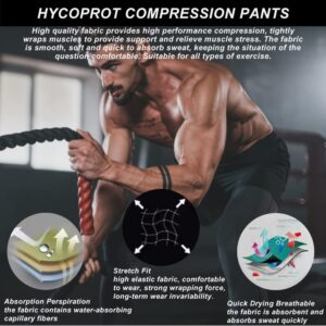 HYCOPROT Men's Compression Pants Athletic Tight, Leggings Base Layer Bottoms for Running Workout Sports Yoga Basketball Black