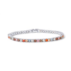 PAVOI 14K Gold Plated Brownish Multi Colored Cubic Zirconia Tennis Bracelet | White Gold Bracelets for Women | 7 Inches