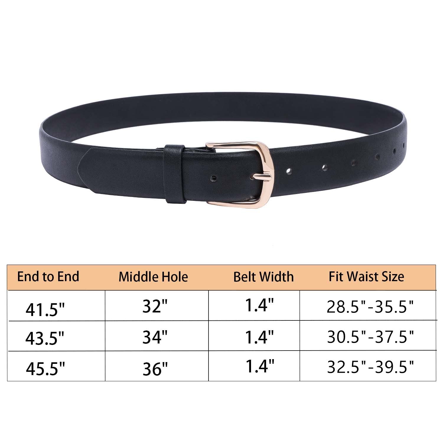 STRSTAR 2 Pack Womens Belt Leather Belts for Jeans Pants Dresses, Black and Brown Belts with Gold Buckle Ladies Belt