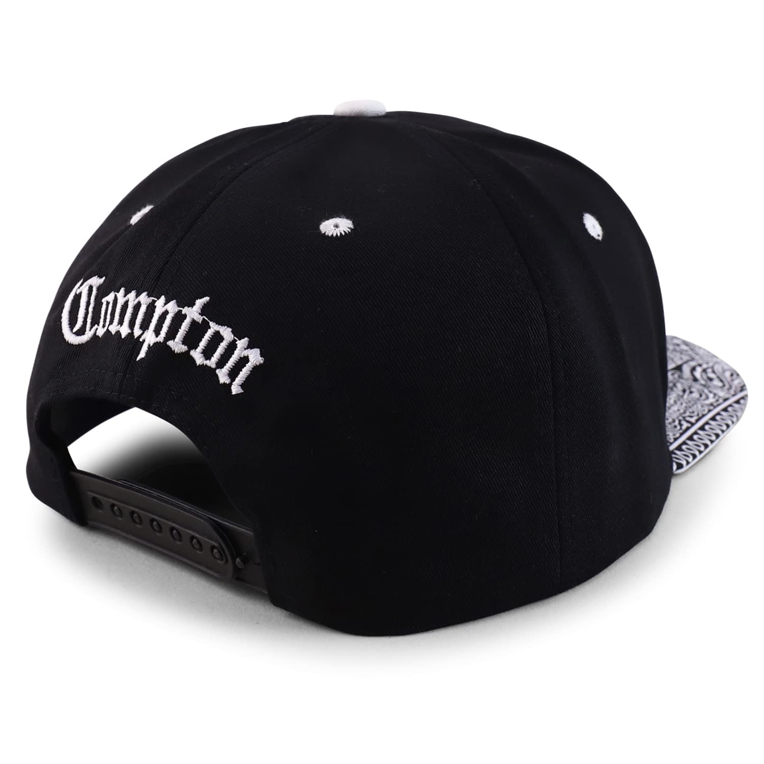 Trendy Apparel Shop Oversize XXL Old English Compton Embroidered Flatbill Snapback Baseball Cap - Black Black