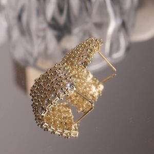 Sonateomber Large Rhinestone Stud Gold Square Geometric Statement Earrings for Women - Big Sparkly Cubic Zirconia Ball Beaded Vintage Rhombus Jewelry Gift