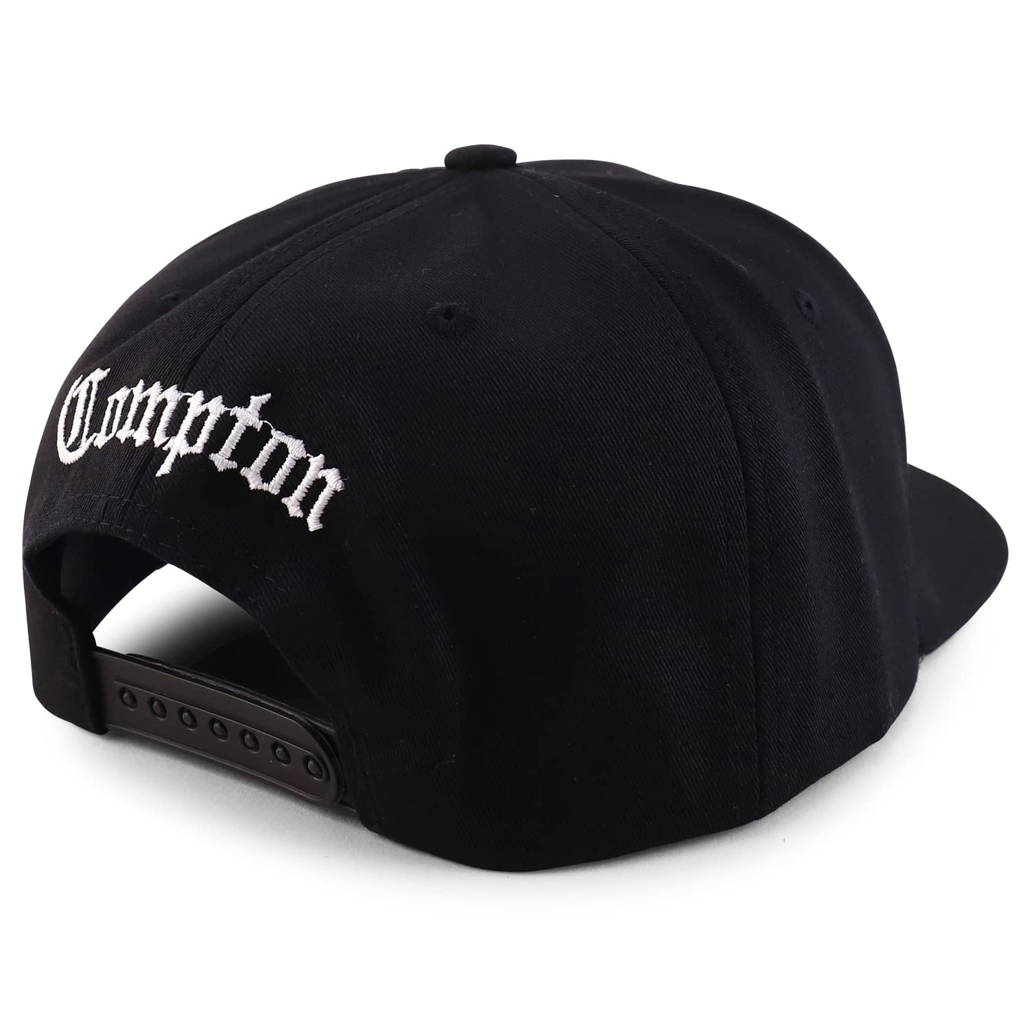 Trendy Apparel Shop Oversize XXL Old English Compton Embroidered Flatbill Snapback Baseball Cap - Black