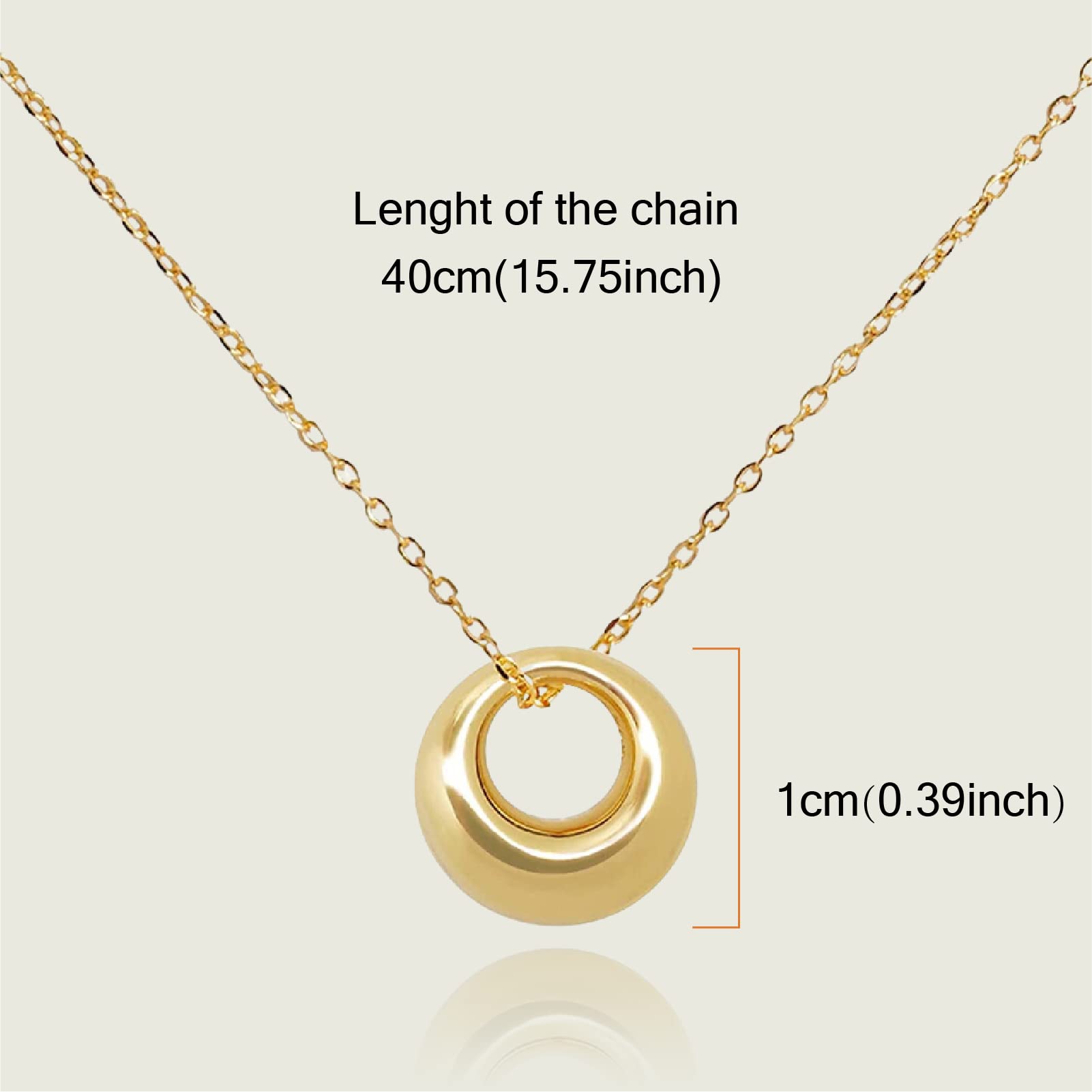 Little Ashley Jewelry 925 Sterling Silver 18k Gold Plated Simple Circle Pendent Necklace, Sterling Silver Pendant Necklace for Women Teen Girls Jewelry Gifts Adjustable 16-18 inches Link Chain (Gold)