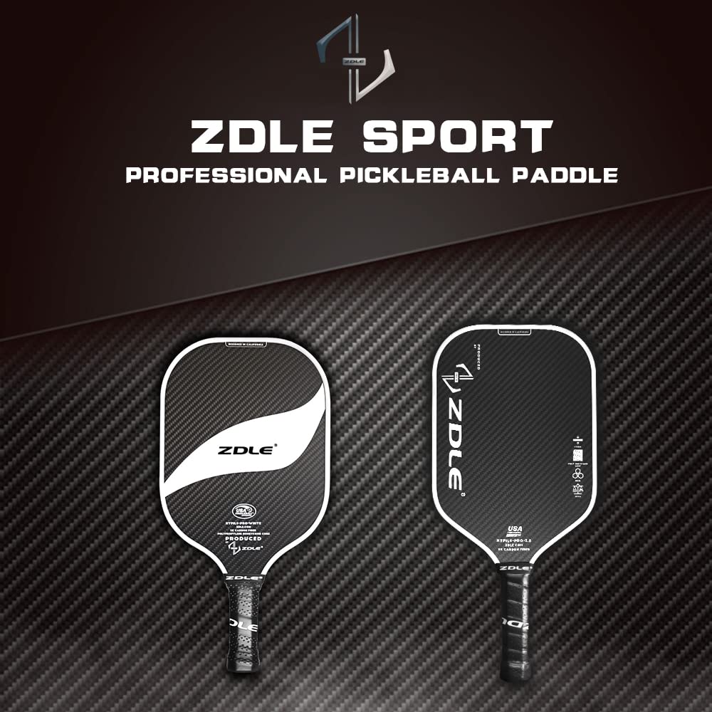 Zdle Pickleball Paddles, 8 oz Frosted Surface Graphite Pickleball Rackets, 3K Carbon Fiber and 16mm Polypropylene Core, Pickle Ball Raquette Set of 2 with Longated Handle