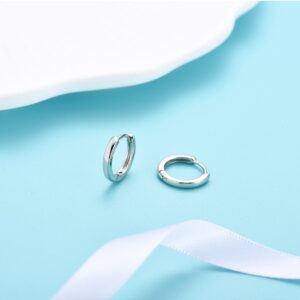 Small Cartilage Hoop Earrings for Women Men, 3 Pairs Hypoallergenic Sterling Silver Post Huggie Earrings, 8/10/12mm, Silver