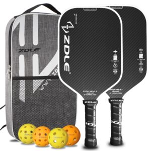 Zdle Pickleball Paddles, 8 oz Frosted Surface Graphite Pickleball Rackets, 3K Carbon Fiber and 16mm Polypropylene Core, Pickle Ball Raquette Set of 2 with Longated Handle