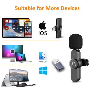 Aisizon Wireless lavalire Microphone, Wireless Clip on Microphones, Hi-Fi Audio, Wireless Mic A3, for iPhone 15, Laptop, Zoom Meeting, Video Recording, tiktok