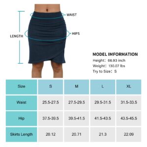 Women Skorts Skirts 20" Length High Waisted,Tennis Golf Skirts Tulip Casual Athletic Skorts with Zipper Pocket(Knit Denim Blue,M)