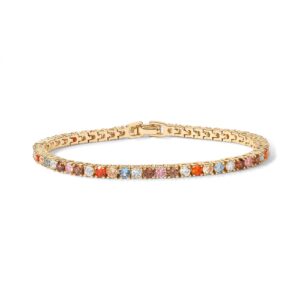 PAVOI 14K Gold Plated Brownish Multi Colored Cubic Zirconia Tennis Bracelet | Yellow Gold Bracelets for Women | 6.5 Inches