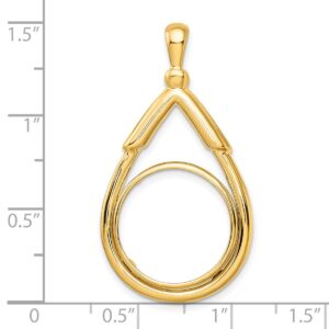 Roy Rose Jewelry Wideband Distinguished 14K Yellow Gold Coin Bezel Pendant Mounting - 16.5mm-22mm Coin Size - Polished Layered Top Tear Drop Prong