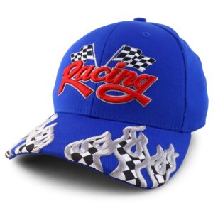 armycrew racing 3d embroidered flame structured baseball cap - royal