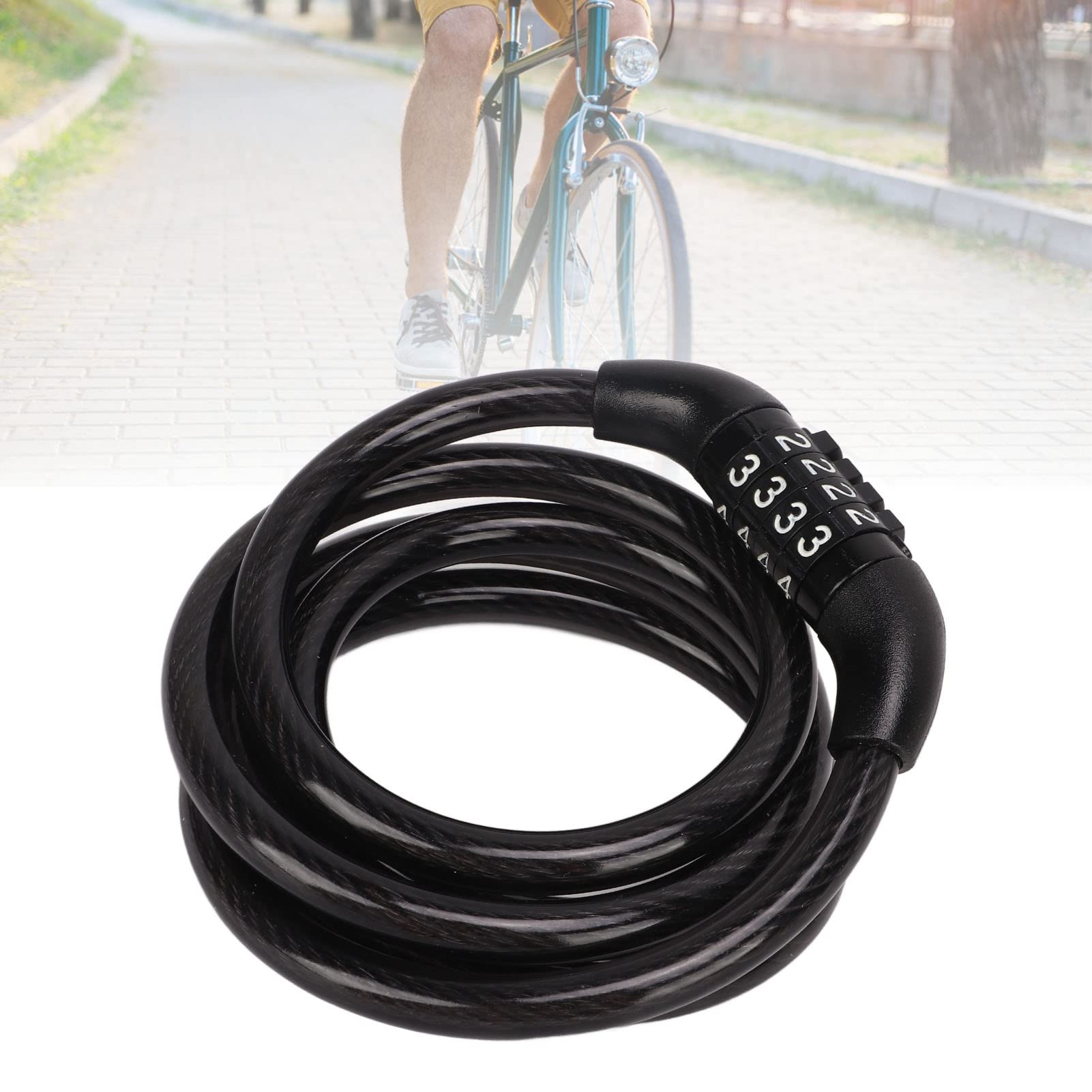 OUKENS Lock Bike Lock Cable, Bike Cable Lock Four Digit Combination Lock Anti Theft Bicycle Lock for Outdoor Equipment Scooter Motorcycle Door Gate Fence