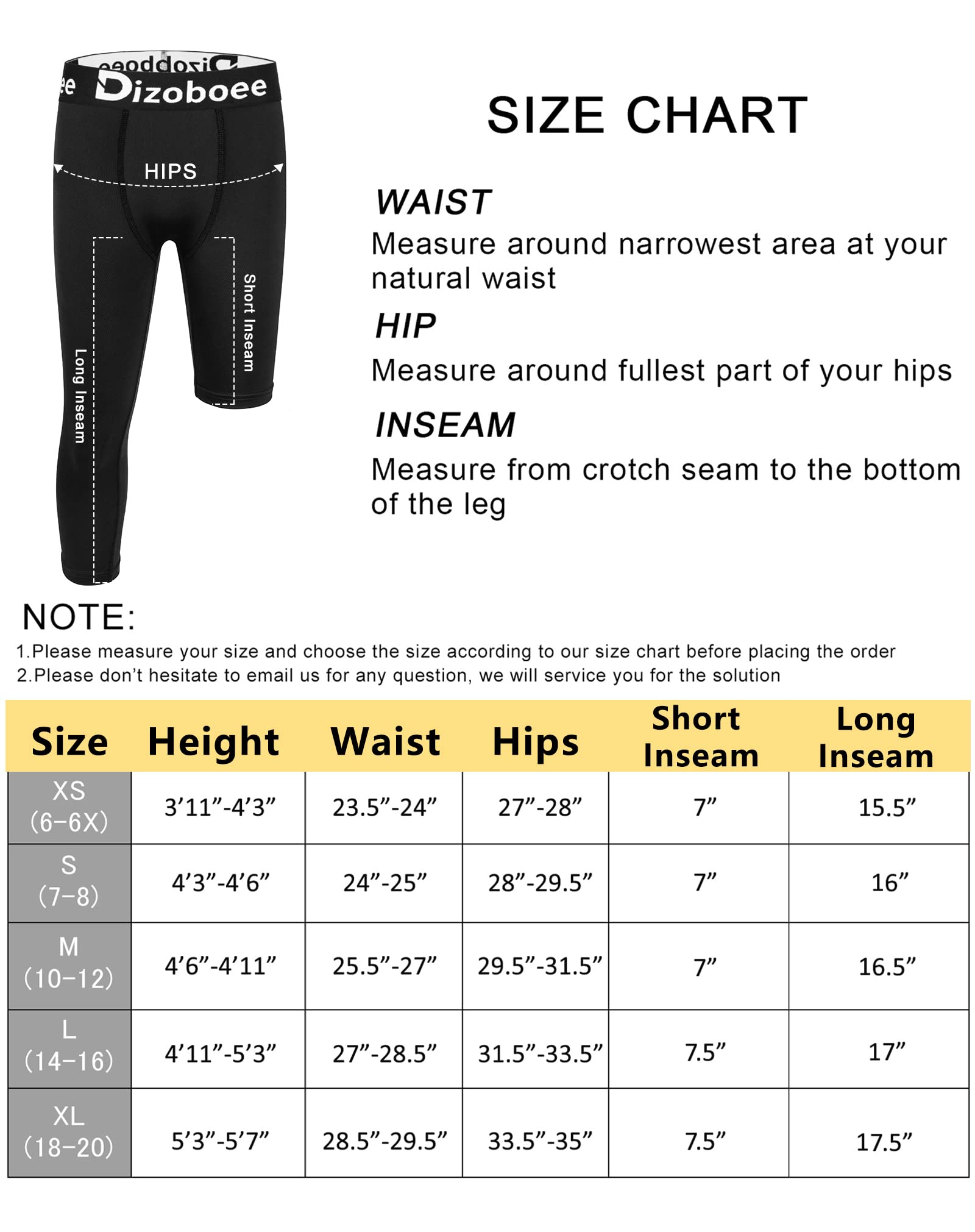 Dizoboee Youth Boys Compression Pants One Leg Short Leggings for Sports Kids Basketball Tights 2 Pack, White+Black (Left Short) S