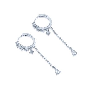 Huggie earrings Dangle Long Size Elegant Precious earrings chain CZ Cubic Zirconia Hoop Drop & Dangle Earrings (