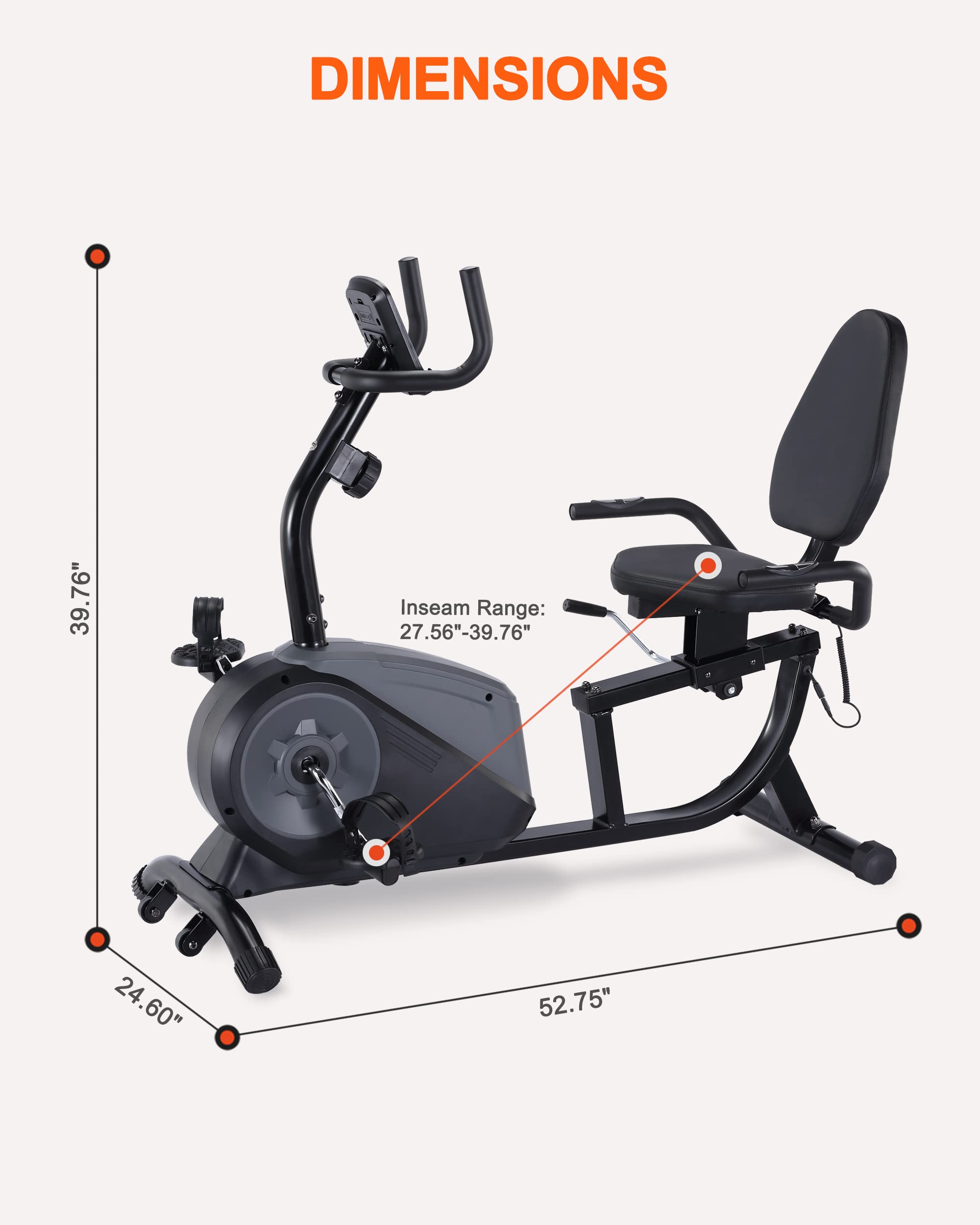 ECHANFIT Recumbent Exercise Bike with Optional Bluetooth Connectivity, 16 Levels Magnetic Resistance and Pulse Rate Monitor for Seniors, Indoor Stationary Bike for Home Use, 350 LB Weight Capacity