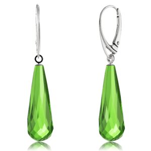 amber by mazukna - green amber earrings for women - silver ag925 closure, 1.77x0.34in 0,07oz, statement semi-precious gemstonestone women's jewelry (silver)