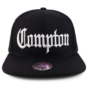 Trendy Apparel Shop Oversize XXL Old English Compton Embroidered Flatbill Snapback Baseball Cap - Black