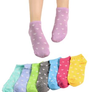 WDIRARA Women's 8 Pairs Heart Print Colorful Athletic Ventilation Low Cut Ankle Socks Multicolor one-size