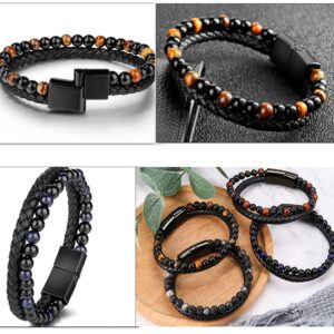 Krisuary Humanic+ MAXHematie Beaded Bracelets, Natural Agate Stone Leather Beaded Bracelet, Slimming Weight Loss Anti-Fatigue Healing Bracelet (4PCS)